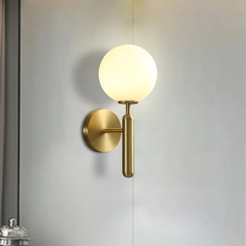 Modern Brass Wall Sconce with Globe Shade