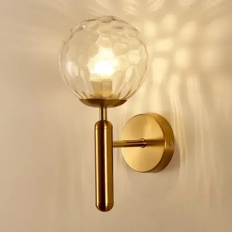 Modern Brass Wall Sconce with Globe Shade