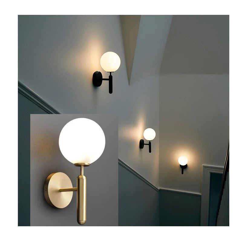 Modern Brass Wall Sconce with Globe Shade