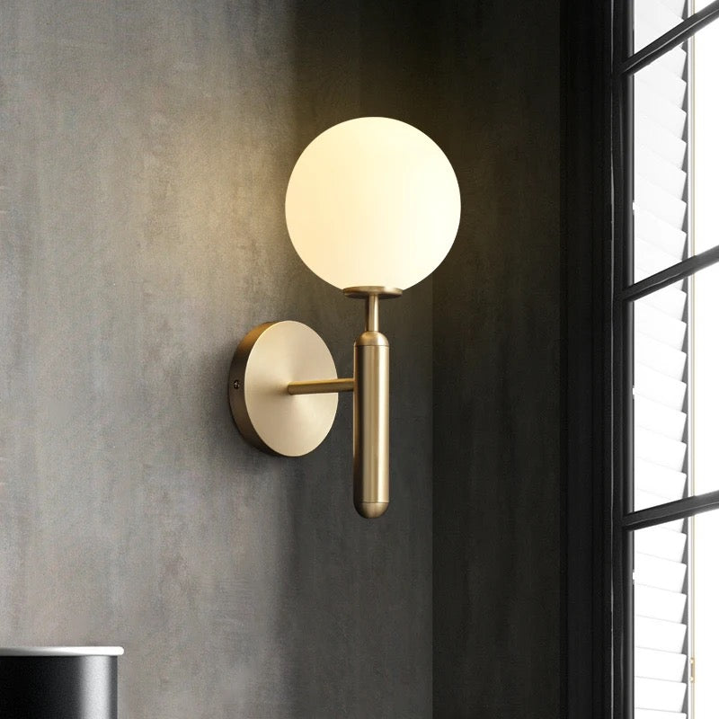 Modern Brass Wall Sconce with Globe Shade