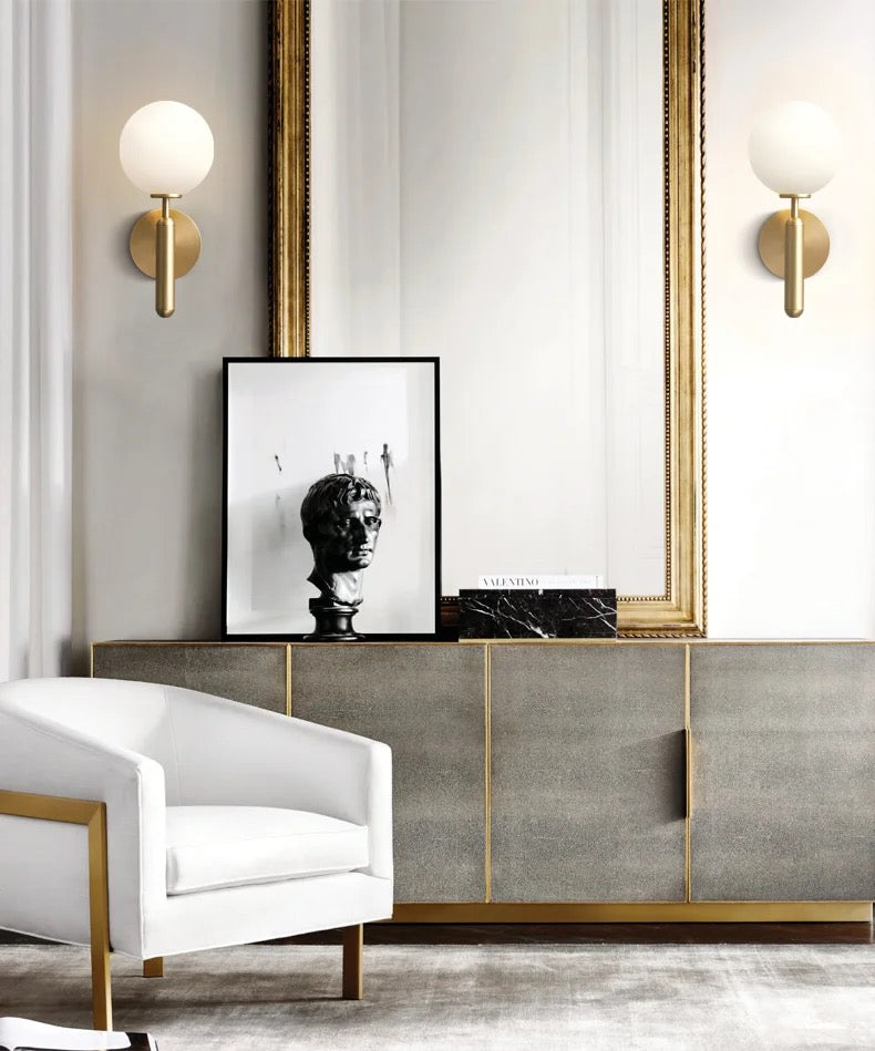 Modern Brass Wall Sconce with Globe Shade