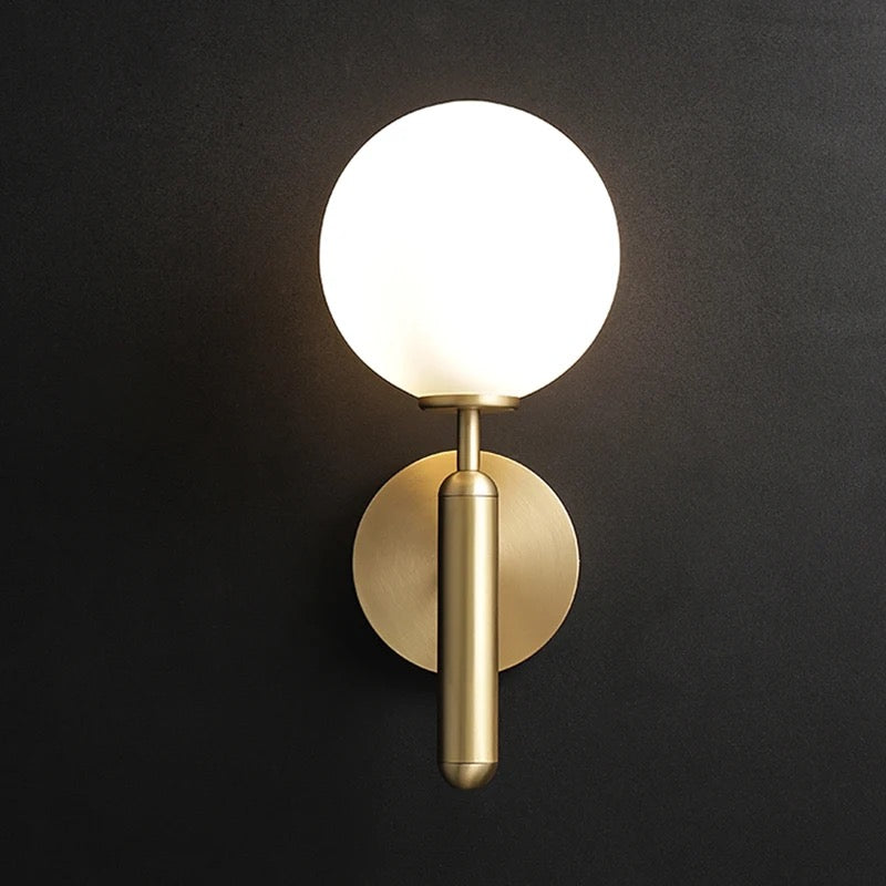 Modern Brass Wall Sconce with Globe Shade