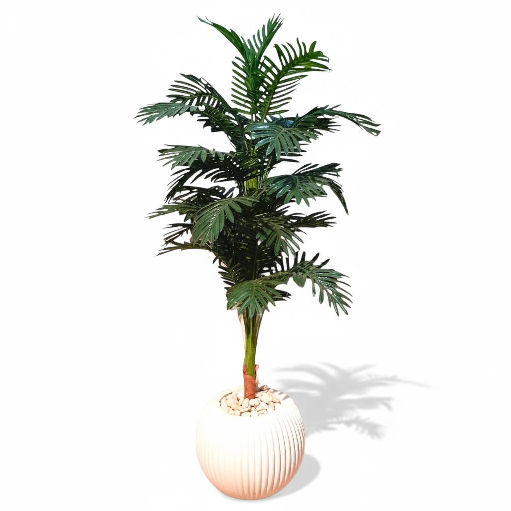 Artificial Palm Tree in Round Ribbed Pot
