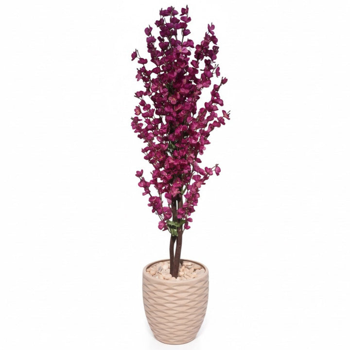 Apricot Artificial Deep Pink Tree in Textured Pot