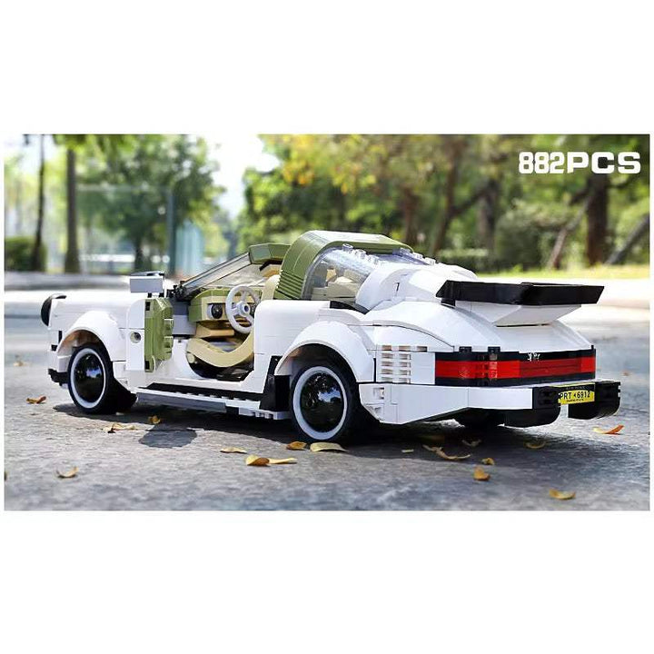 White Sports Car Building Model