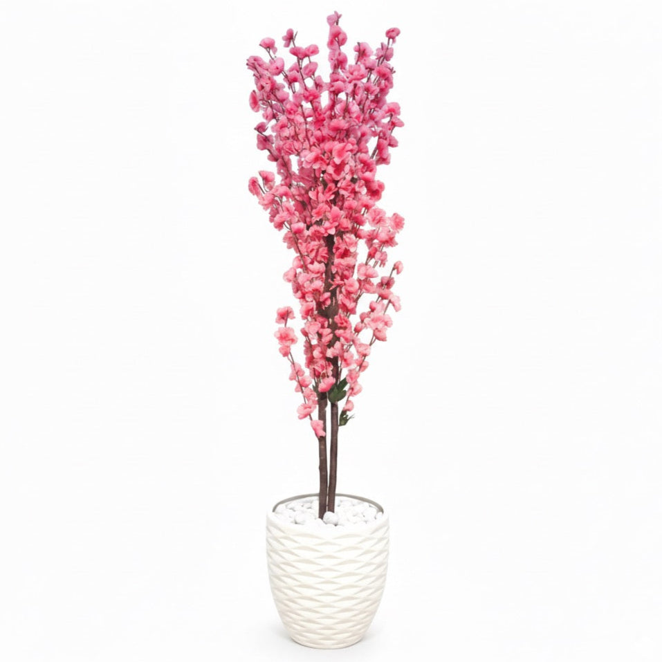 Apricot Artificial Pink Tree in Textured Pot