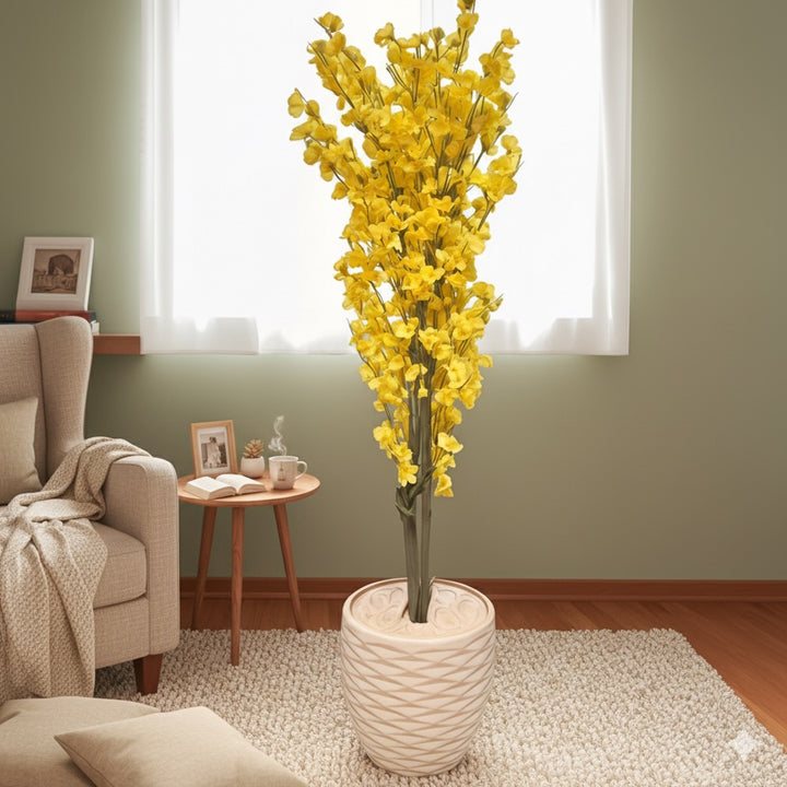 Apricot Artificial Yellow Tree in Textured Pot