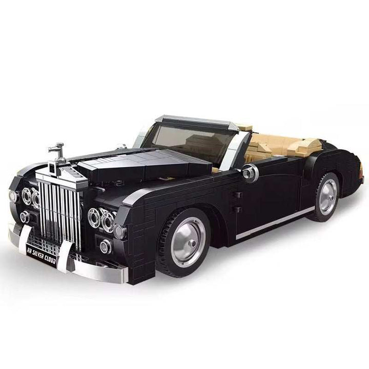 Luxury black classic building block car with chrome grille accents