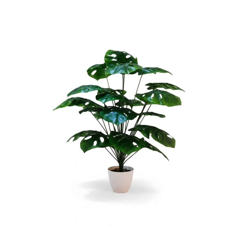 Artificial Monstera Plant in White Pot