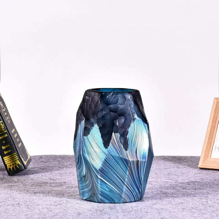 Blue Textured Decorative Vase Set of 2
