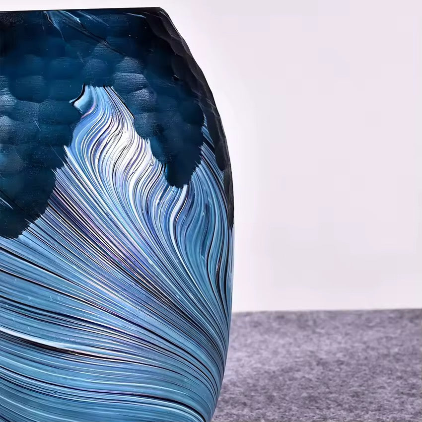 Blue Textured Decorative Vase Set of 2