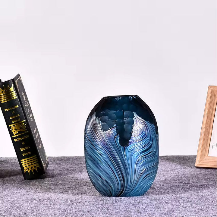 Blue Textured Decorative Vase Set of 2