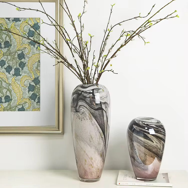 Tall Marble Pattern Floor Vase set of 2