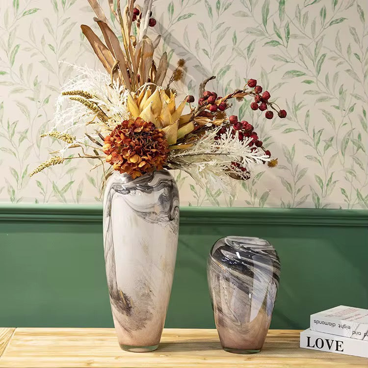 Tall Marble Pattern Floor Vase set of 2