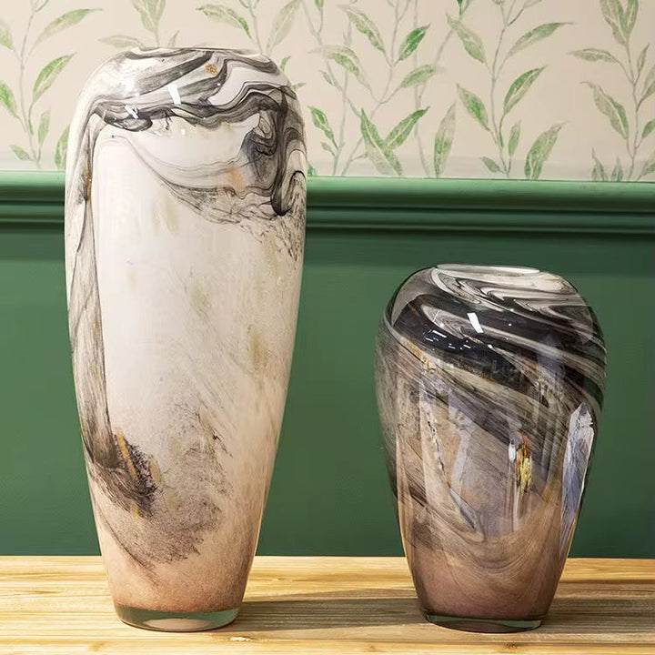 Tall Marble Pattern Floor Vase set of 2