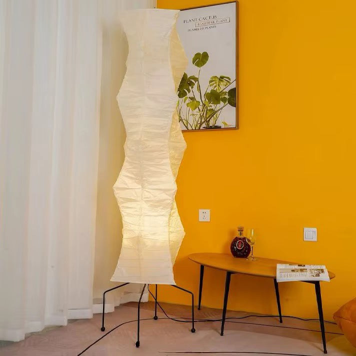 Sculptural Warm White Paper Floor Lamp