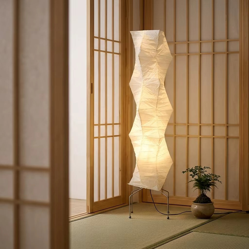 Sculptural Warm White Paper Floor Lamp