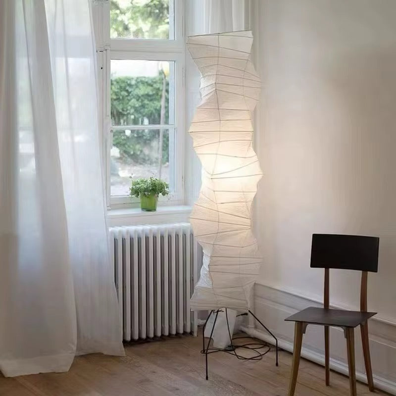 Sculptural Warm White Paper Floor Lamp