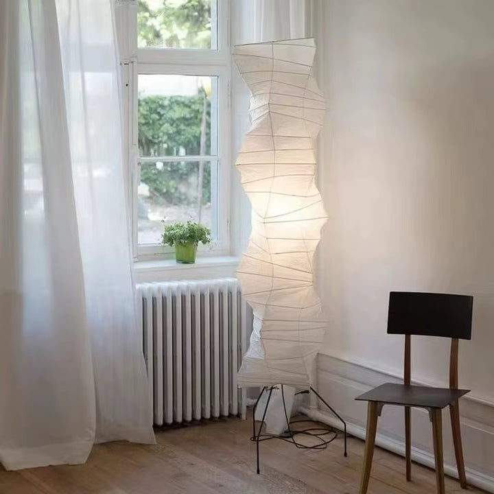 Sculptural Warm White Paper Floor Lamp