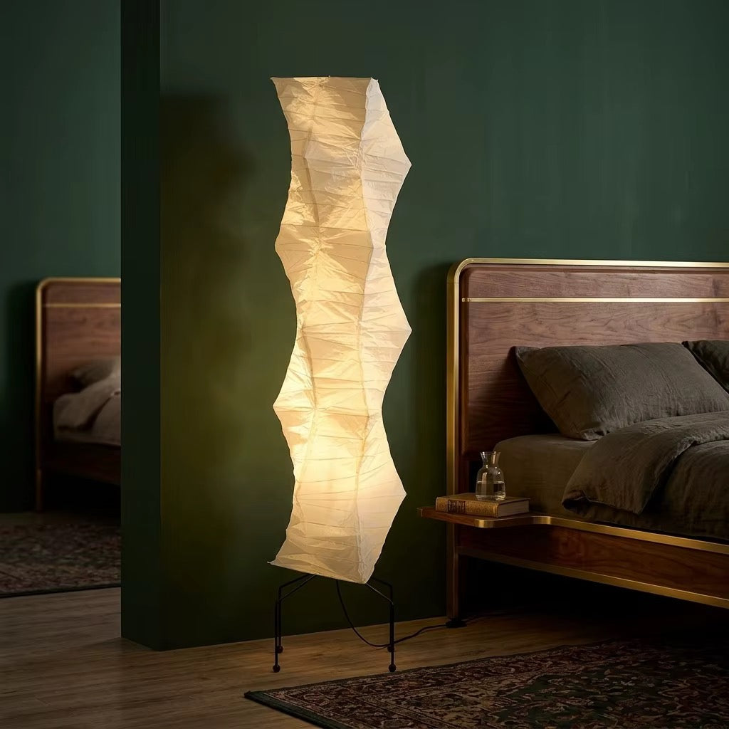 Sculptural Warm White Paper Floor Lamp
