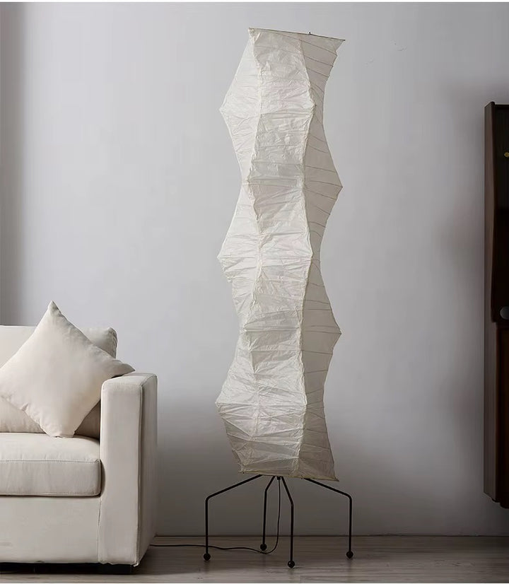 Sculptural Warm White Paper Floor Lamp
