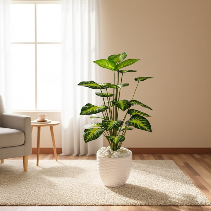 Artificial Dieffenbachia Plant in Textured Pot