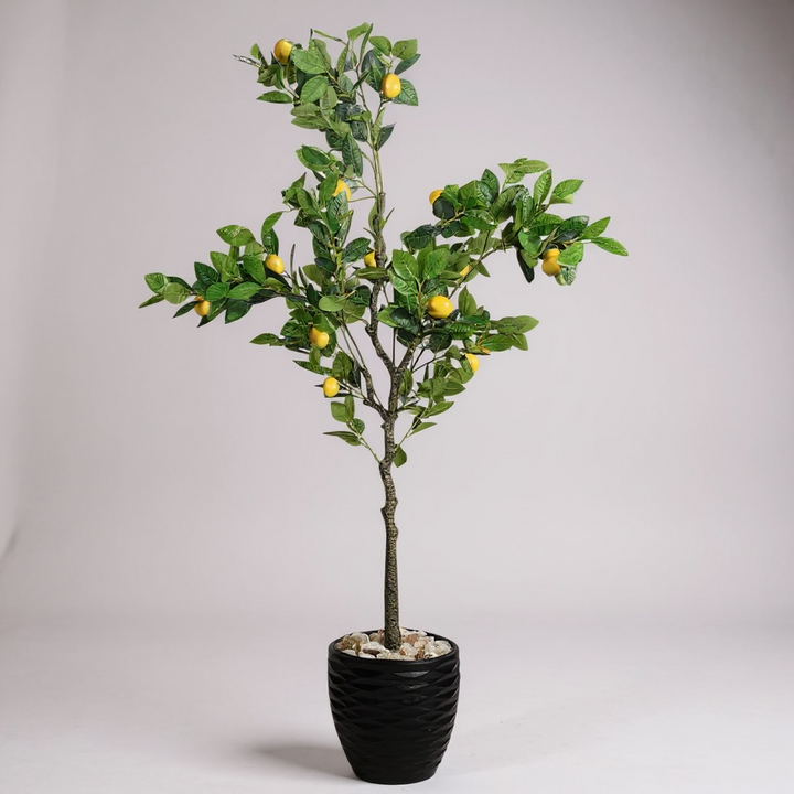 Artificial Lemon Tree in Black Pot