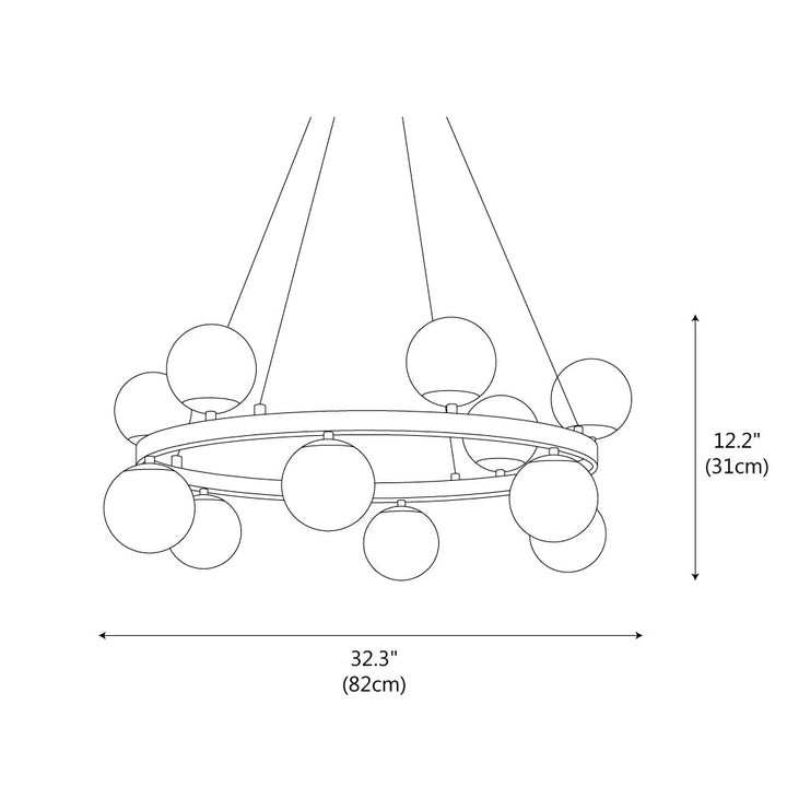 Modern Brass Orb Chandelier with Opal Glass Globes