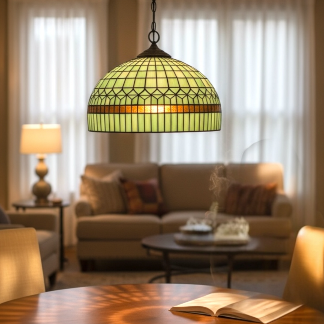 Tiffany-Style Green Glass Pendant Light