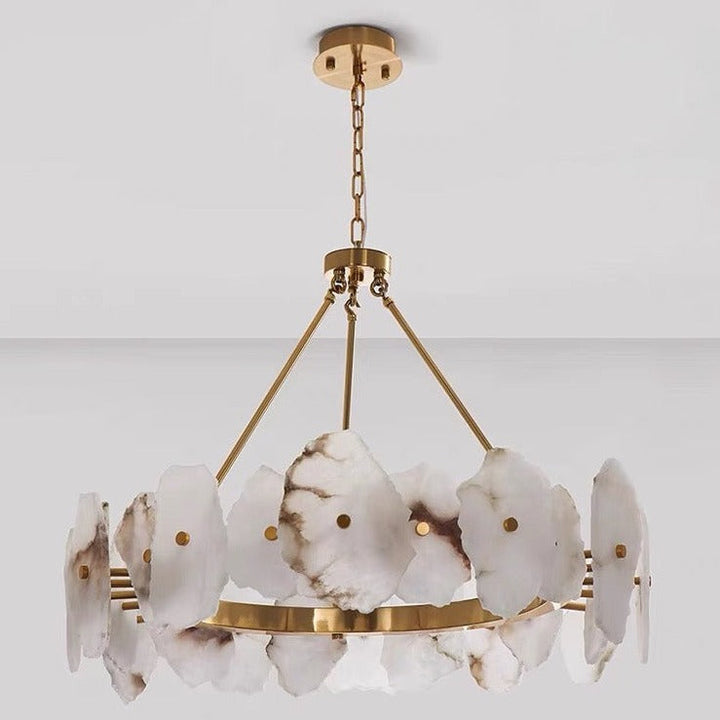 Modern Alabaster Chandelier in Warm White