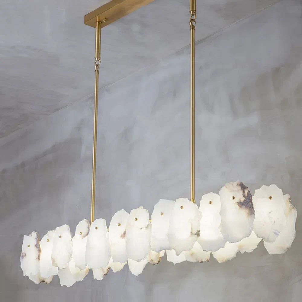 Sculptural Alabaster Linear Pendant Light