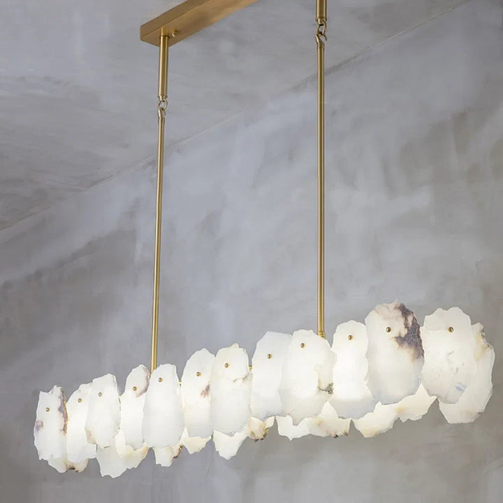 Sculptural Alabaster Linear Pendant Light