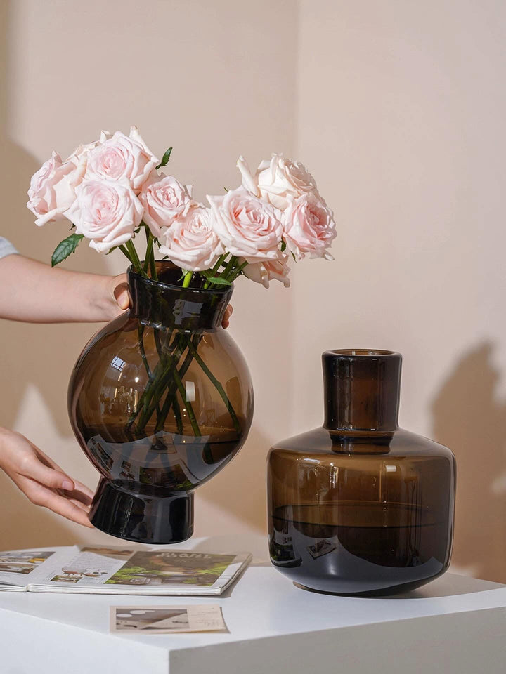 Smoked Glass Vase Set