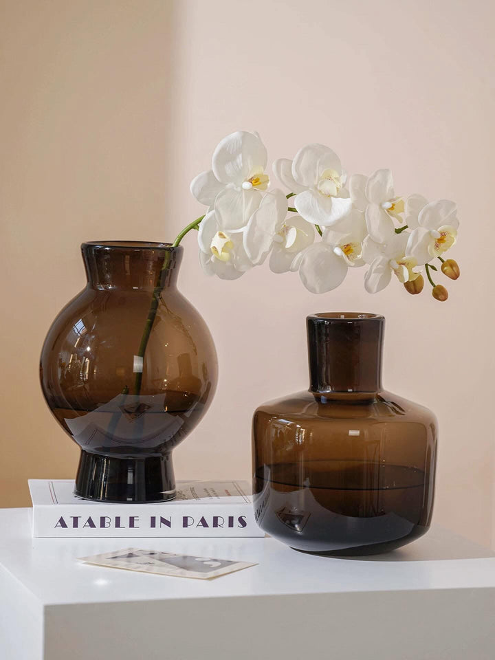 Smoked Glass Vase Set