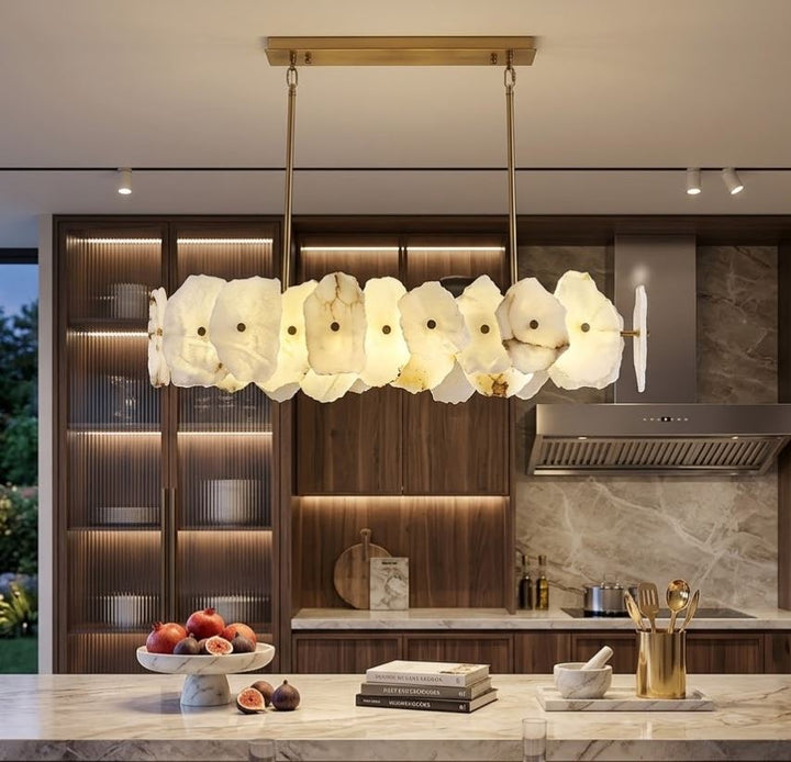 Sculptural Alabaster Linear Pendant Light