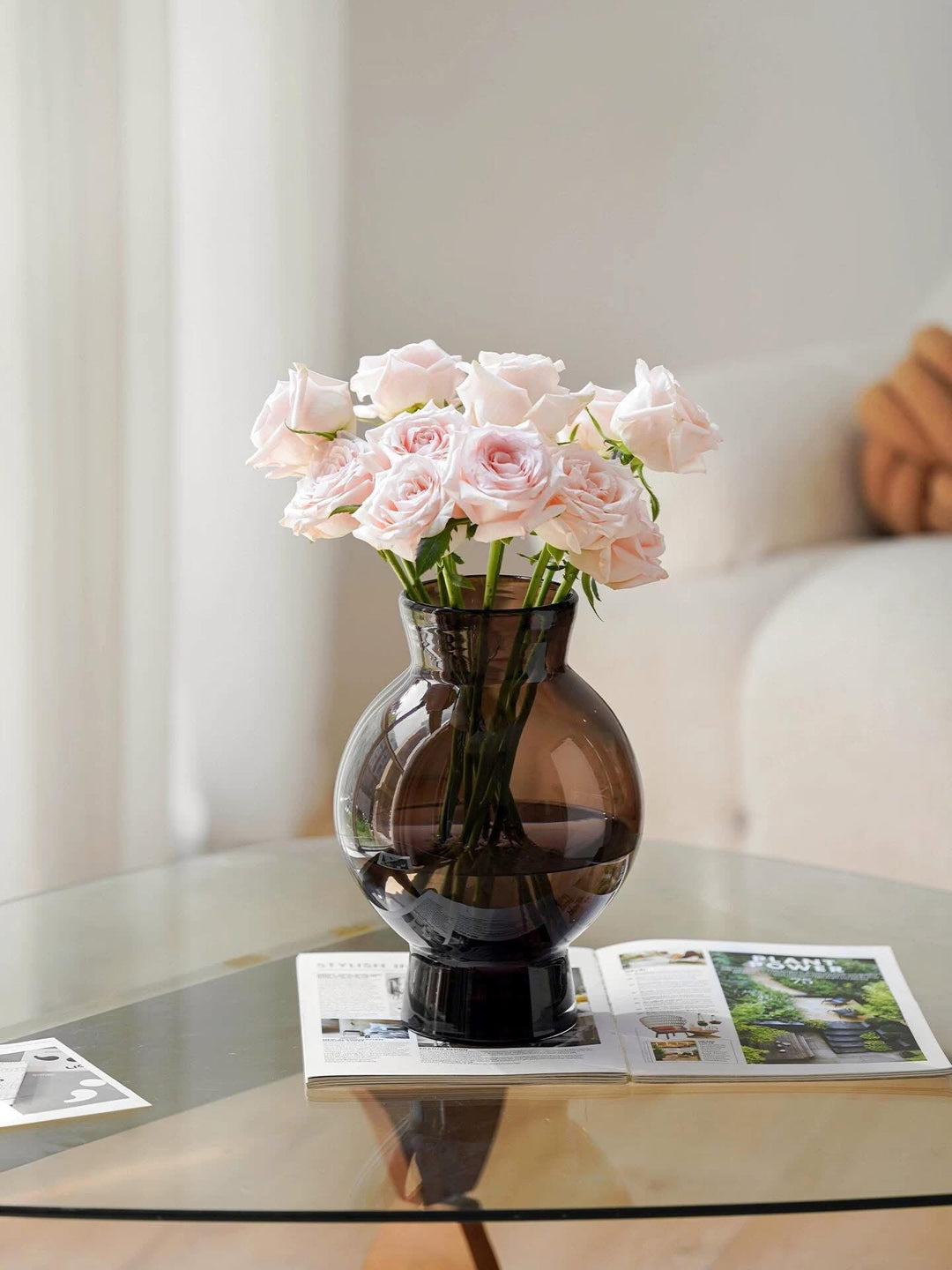 Smoked Glass Vase Set