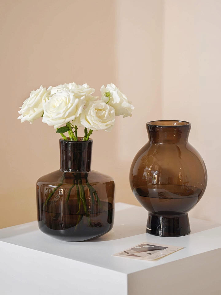 Smoked Glass Vase Set