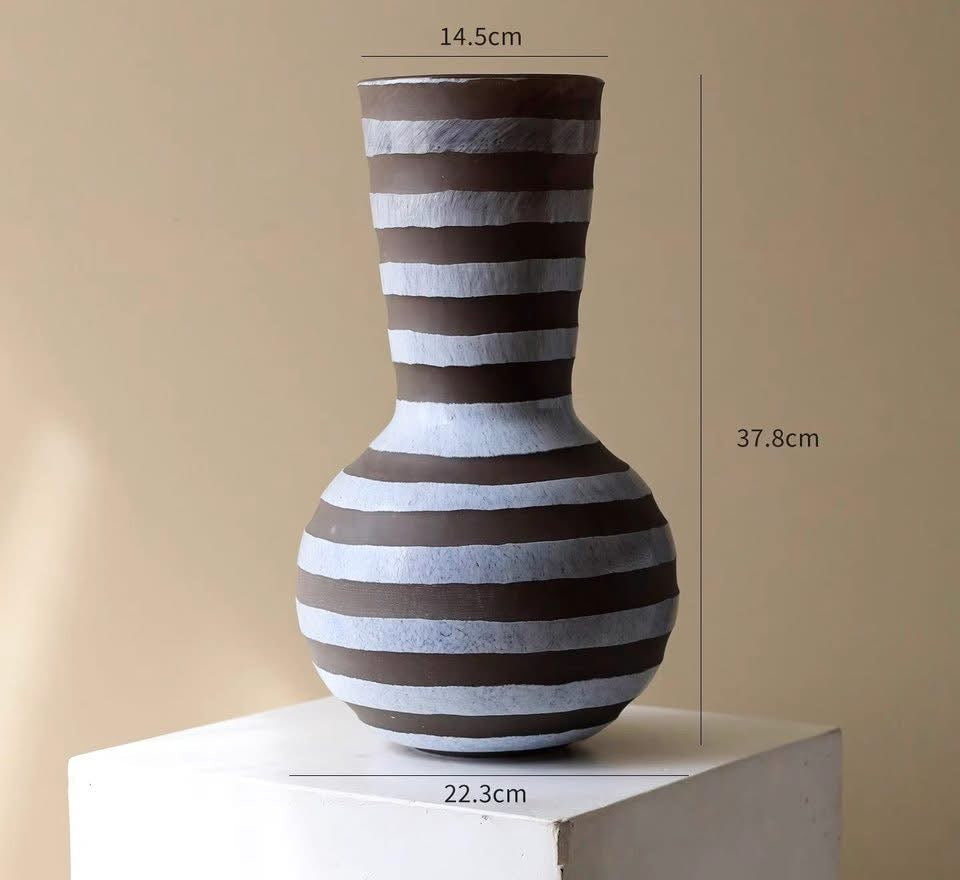 Striped Glass Floor Vase