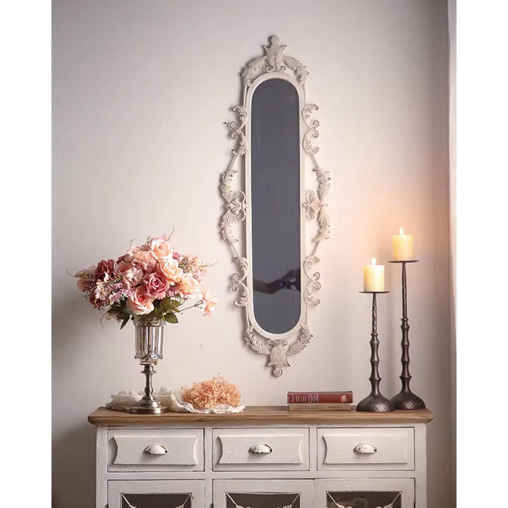 Slim Ornate Vintage Wall Mirror