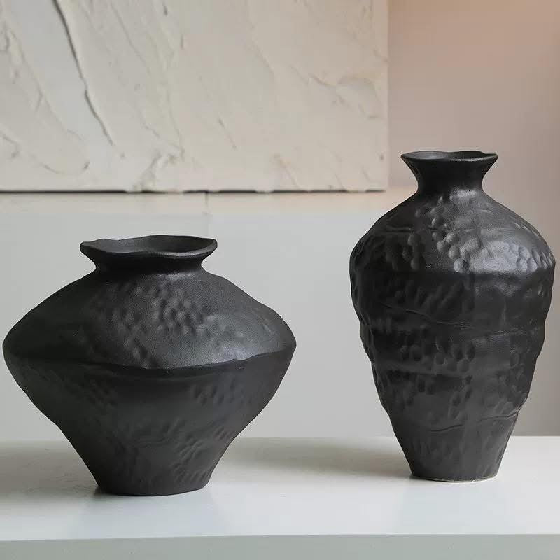 Black Ceramic Vase Set