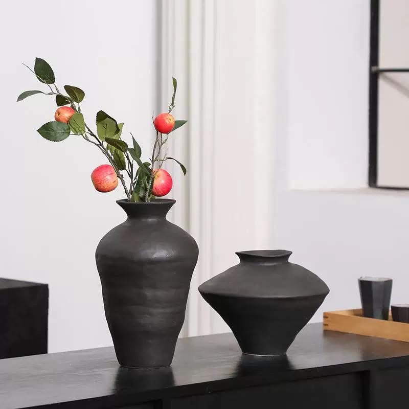 Black Ceramic Vase Set