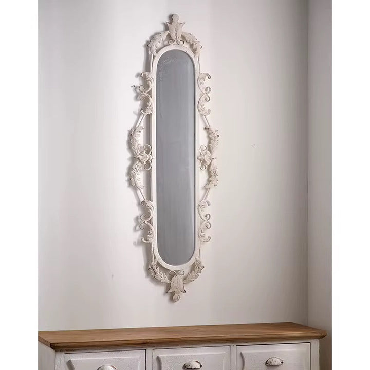 Slim Ornate Vintage Wall Mirror