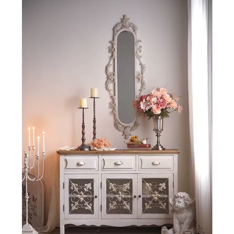 Slim Ornate Vintage Wall Mirror