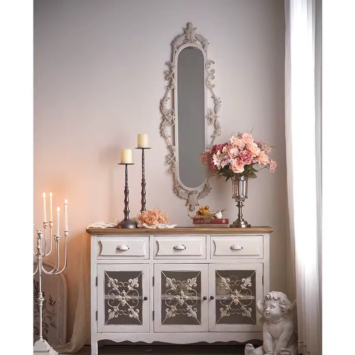 Slim Ornate Vintage Wall Mirror