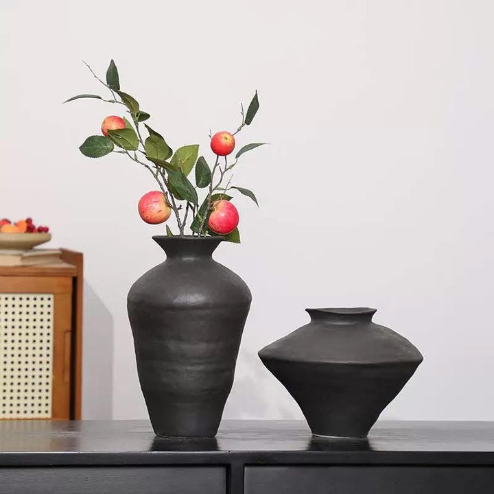 Black Ceramic Vase Set