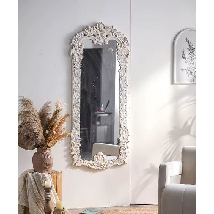 Antique White Ornate Wall Mirror