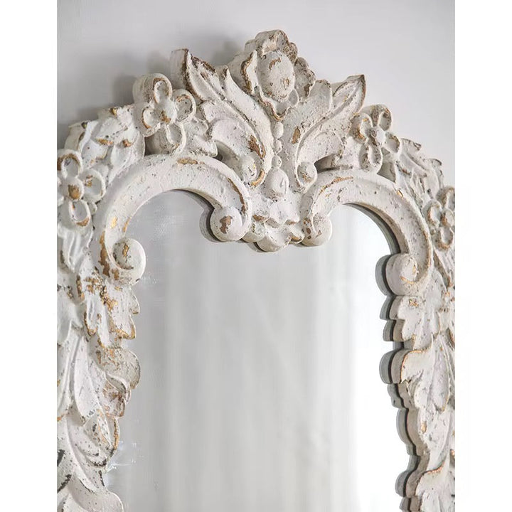 Antique White Ornate Wall Mirror