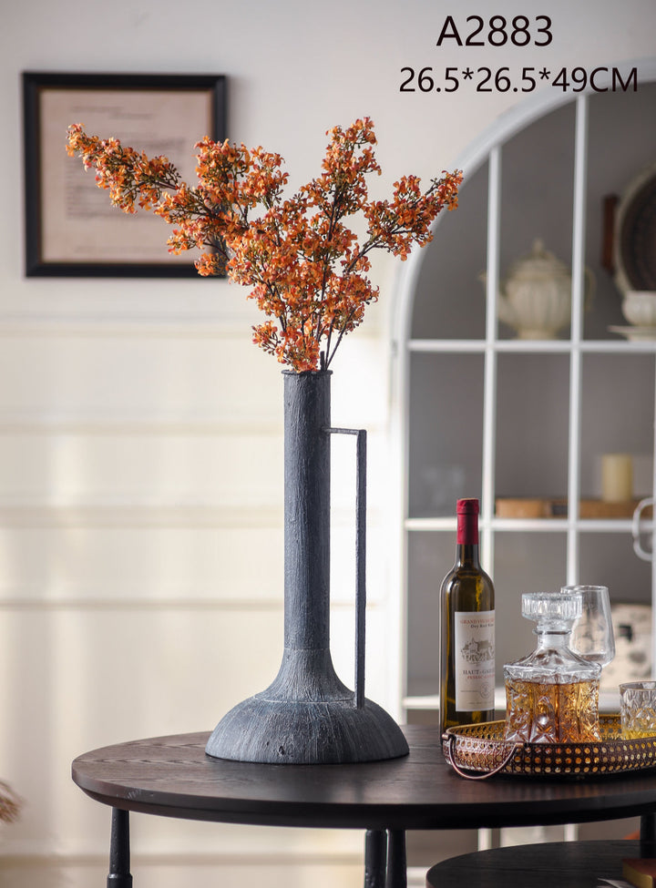 Tall Industrial Black Metal Vase