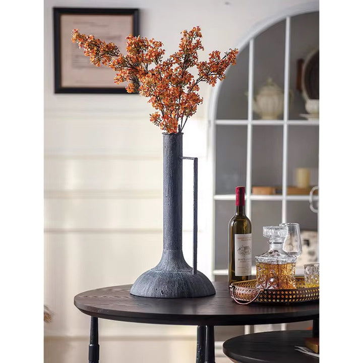 Tall Industrial Black Metal Vase
