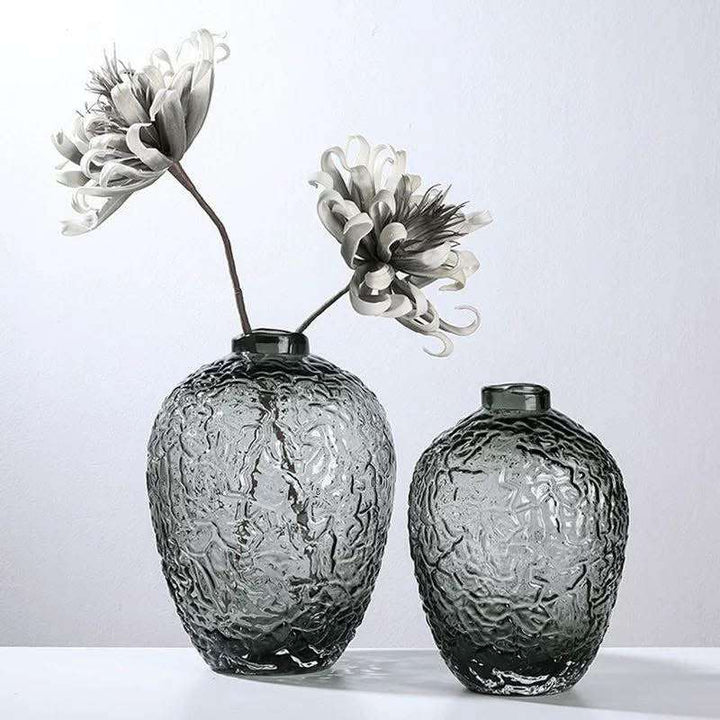 Textured Glass Flower Vases - Set of 2 | Elegant Floral Decor – Wadi Home
